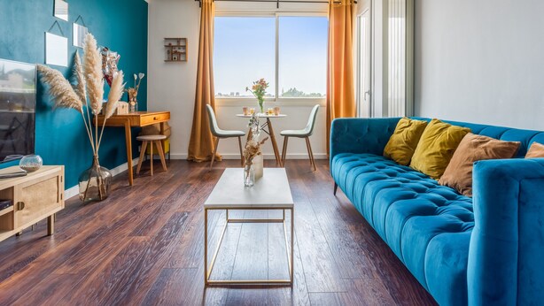 Living area - Appartement Corrati avec balcon - Welkeys (Montpellier)