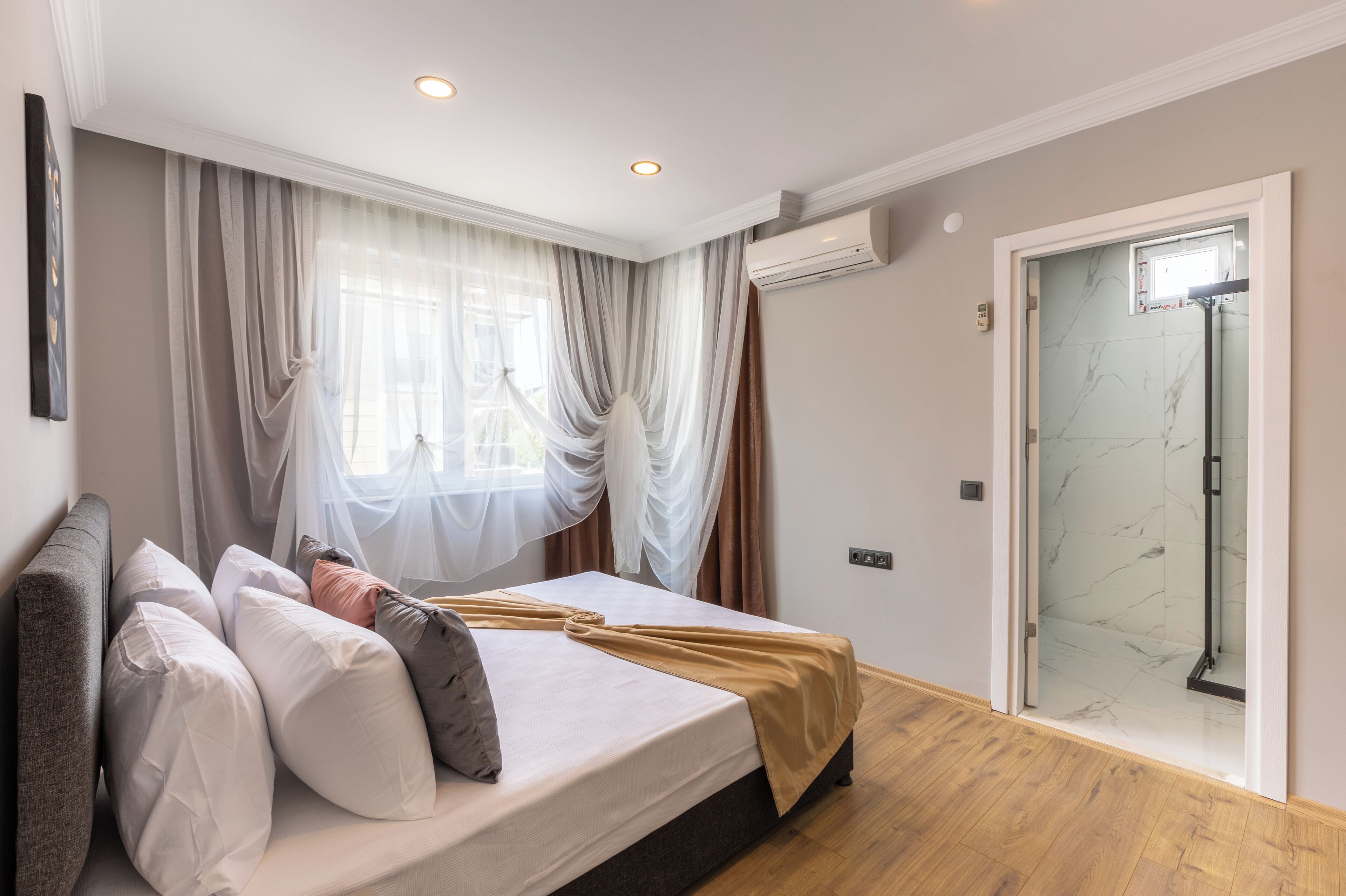 desk, laptop workspace, blackout curtains, soundproofing