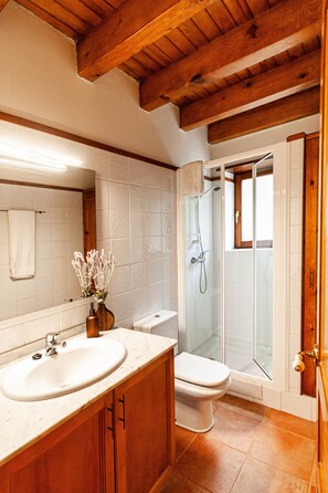 Regadera, secadora de cabello, bidet, toallas 