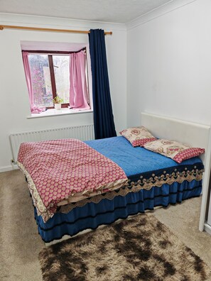 1 bedroom, desk, iron/ironing board, travel cot