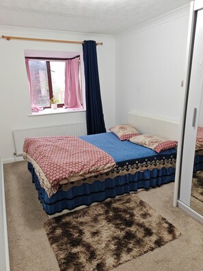 1 bedroom, desk, iron/ironing board, travel cot