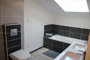 Douche, sèche-cheveux, serviettes fournies, papier toilette