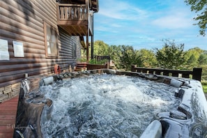 Cabin, 3 Bedrooms | Outdoor spa tub - Burning Tree 3 Bedroom Cabin by RedAwning (Sevierville)