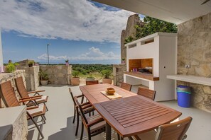 Outdoor dining - Villa NICKI KLAY with private pool and sea view (Belej)