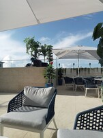 Outdoor pool, sun loungers