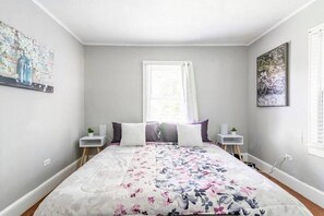 2 bedrooms, desk, iron/ironing board, travel cot