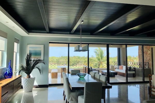 view from dining room to terrace