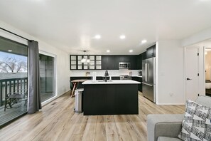 Condo, Multiple Beds, Patio, Garden View (Wildrye #4744) | Private kitchen | Fridge, microwave, oven, stovetop - The Wildrye (Boise)