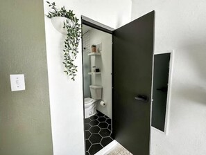 Shower, soap, shampoo, toilet paper