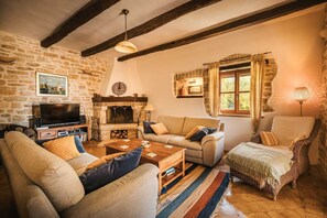 TV, books - 3 BD villa with extra large pool and garden (Sv. Lovreč)