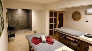 Salas para tratamentos a dois, massagens com pedras quentes