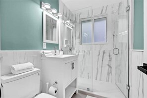 Shower, soap, shampoo