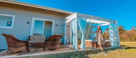 Honeymoon House, Jetted Tub, Mountainside | Terrace/patio