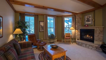 House (1 Bedroom) | Living area | TV, fireplace