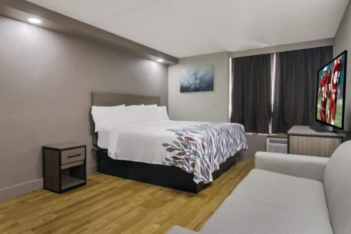 1 bedroom, desk, laptop workspace, free cots/infant beds