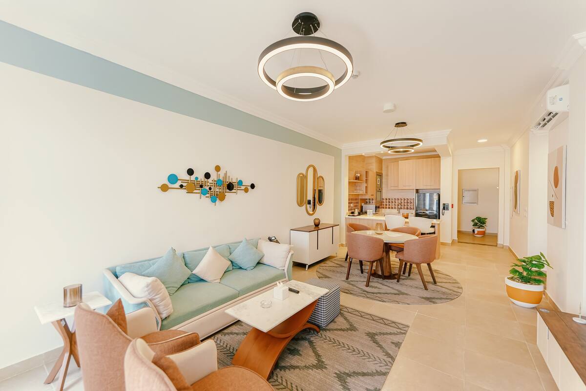 Chalet Sea View | Living area | 32-inch LCD TV with satellite channels, fireplace, heated floors