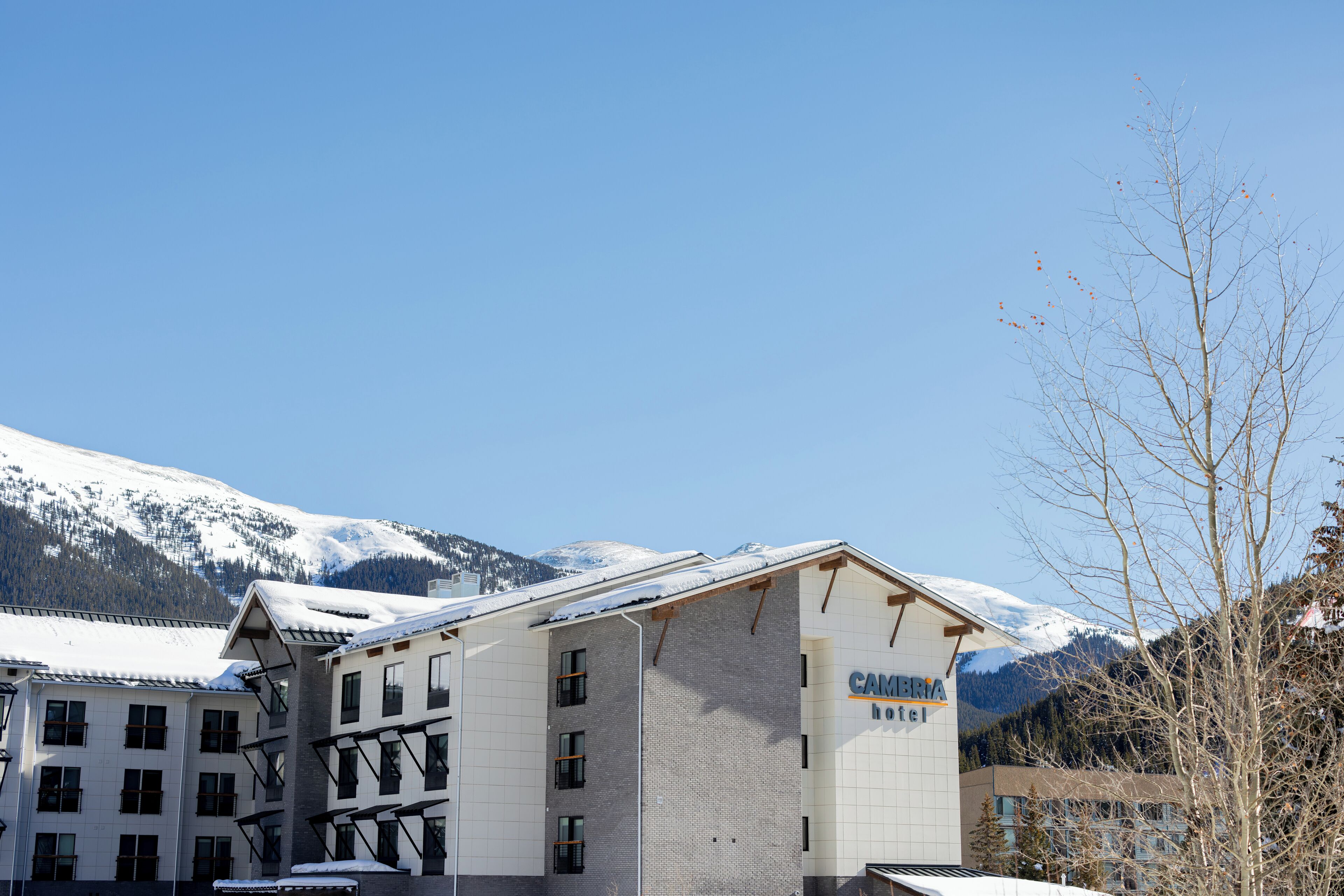 Un edificio de varios pisos con un cartel que dice 'CAMPBIA Hotel'.