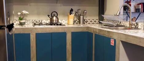 Fridge, microwave, stovetop, dishwasher