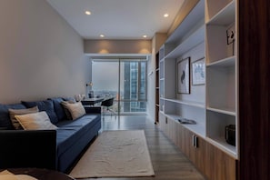 TV, books, stereo, offices