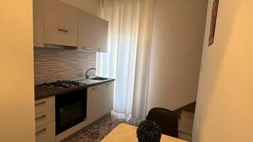 Kühlschrank, Ofen, Herdplatte, Wasserkocher mit Kaffee-/Teezubehör