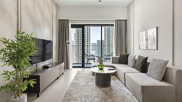 Burj royale 1210 | Living area | 50-inch Smart TV with digital channels