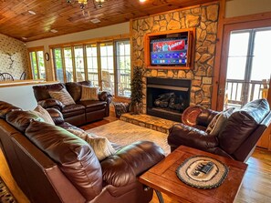 Smart TV, fireplace, foosball, table tennis