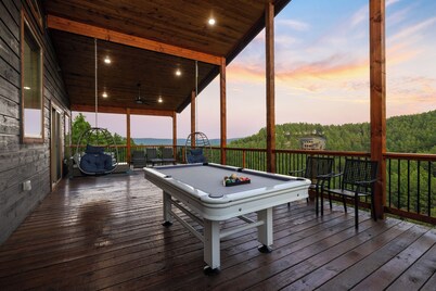 Hilltop Retreat | 3BR Cabin with Mountain Views, Hot Tub & Game Rm | Sleeps 14