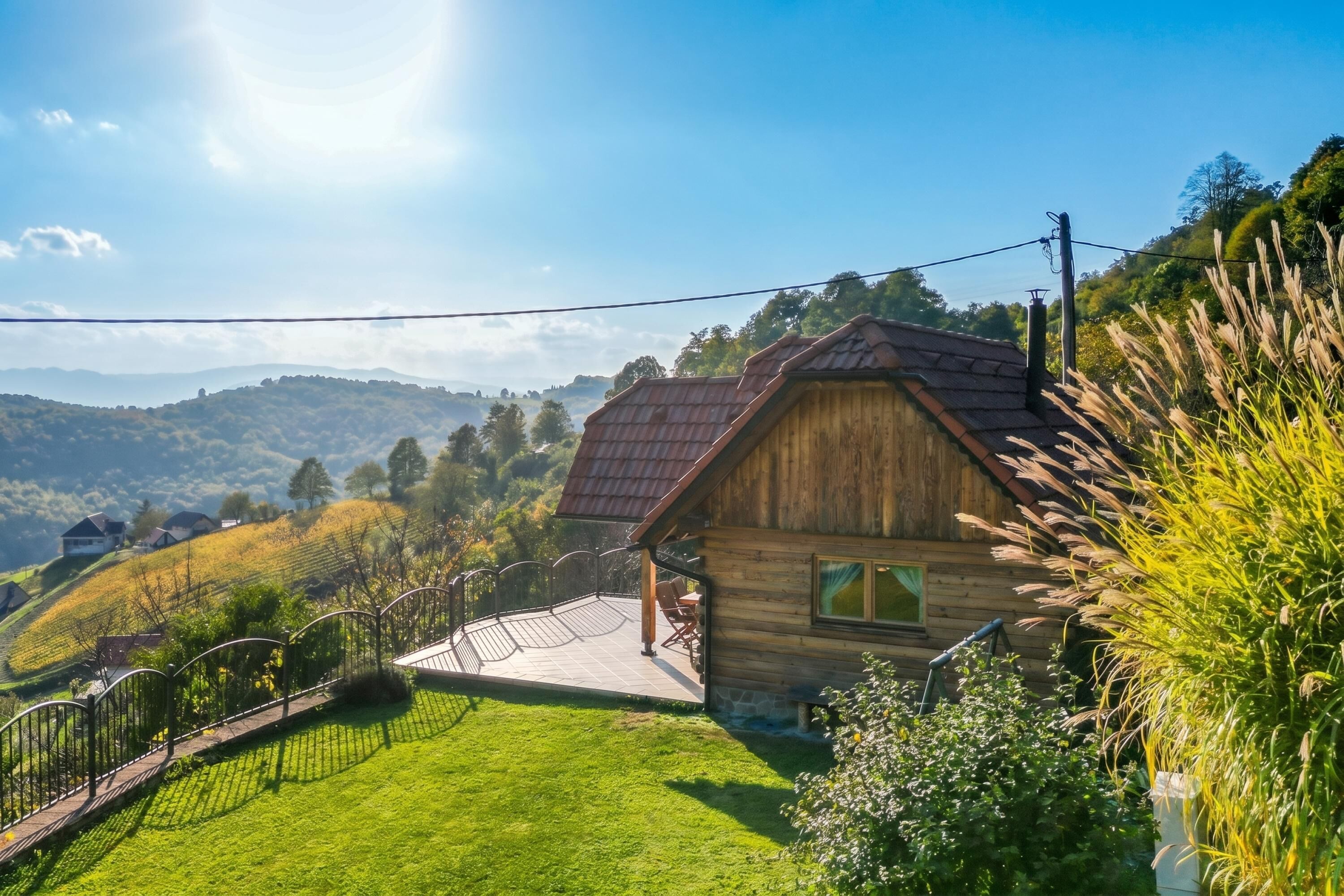 บ้านพักสำหรับครอบครัว, หลายห้องนอน, ติดภูเขา (Vineyard Chalet Hansel and Gretel) | ลานระเบียง/นอกชาน