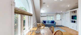 Charming home with ocean view, firepit, deck, golf nearby, & W/D