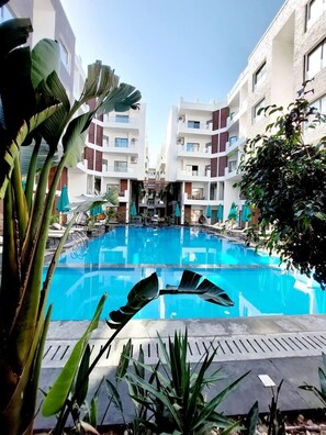 Studio, 1 Queen Bed with Sofa bed | Pool | Outdoor pool - Imperial Resort Hurghada - Bedroom With Pool View (Hurghada)
