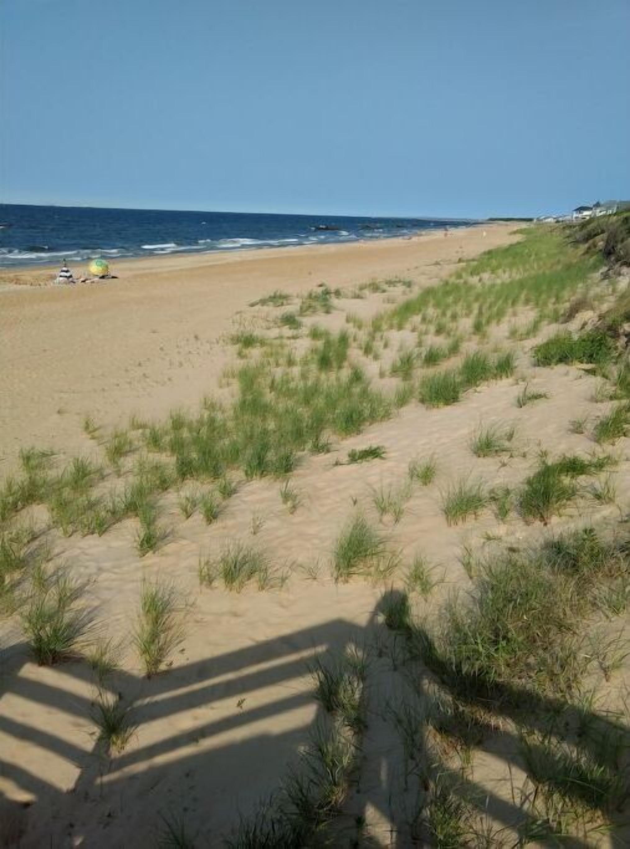 On the beach, sun loungers, beach towels