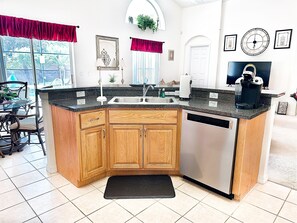 Fridge, microwave, oven, dishwasher