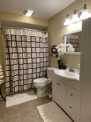Towels, soap, shampoo, toilet paper