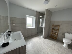 Shower, soap, toilet paper