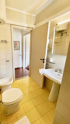 Bruser, hårtørrer, bidet, håndklæder