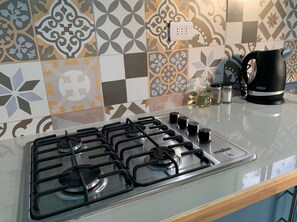 Fridge, toaster, cookware/dishes/utensils