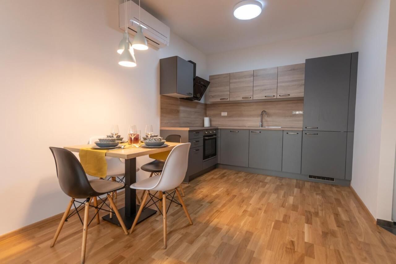 Comfort Apartment | Private kitchen | Full-size fridge, oven, cookware/dishes/utensils