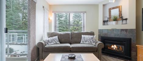 Televisión y chimenea