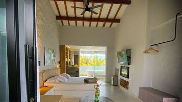 Douche, serviettes fournies