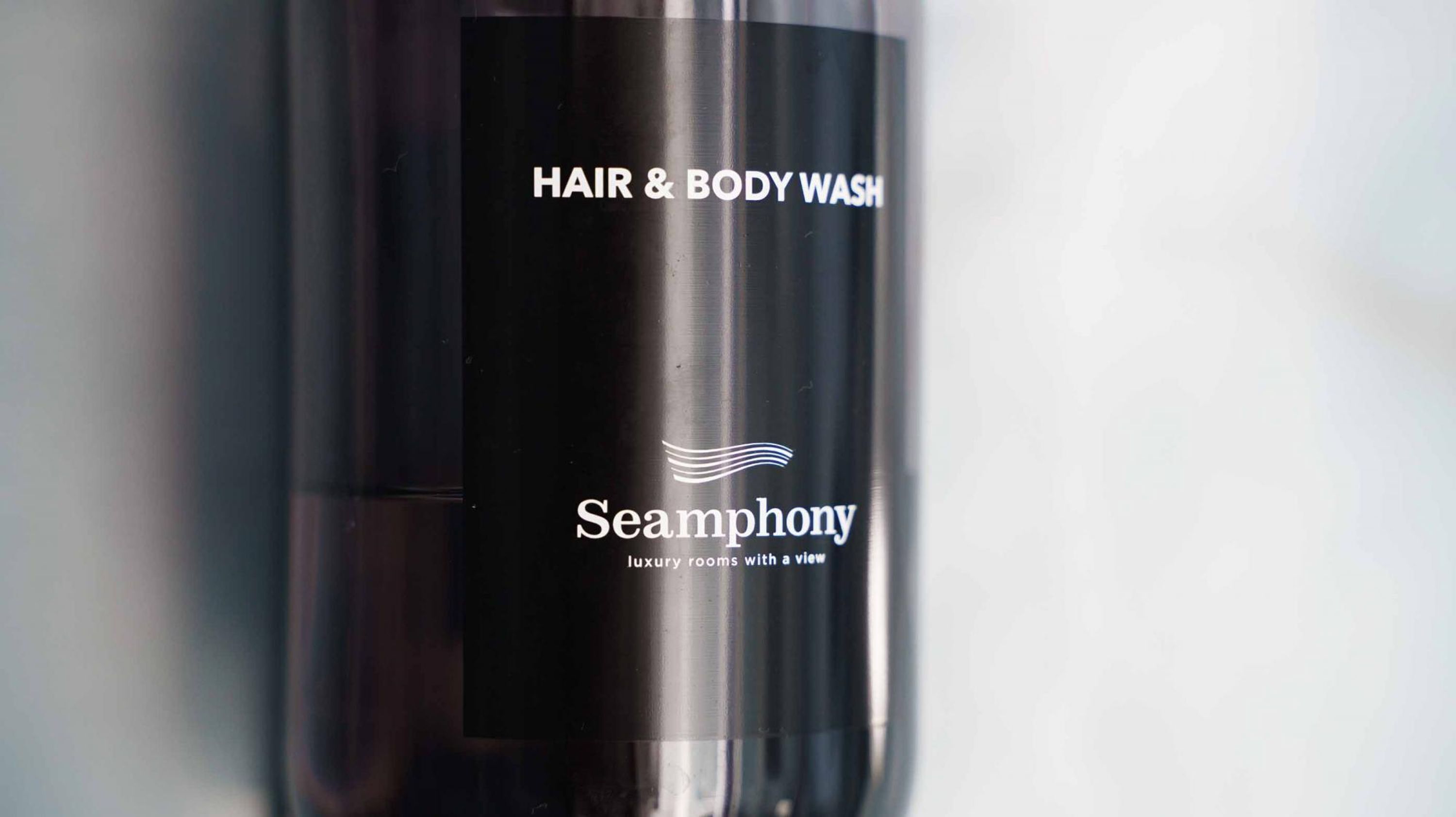 A bottle of Seamphony hair and body wash.