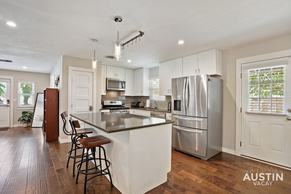 Microwave, oven, stovetop, dishwasher