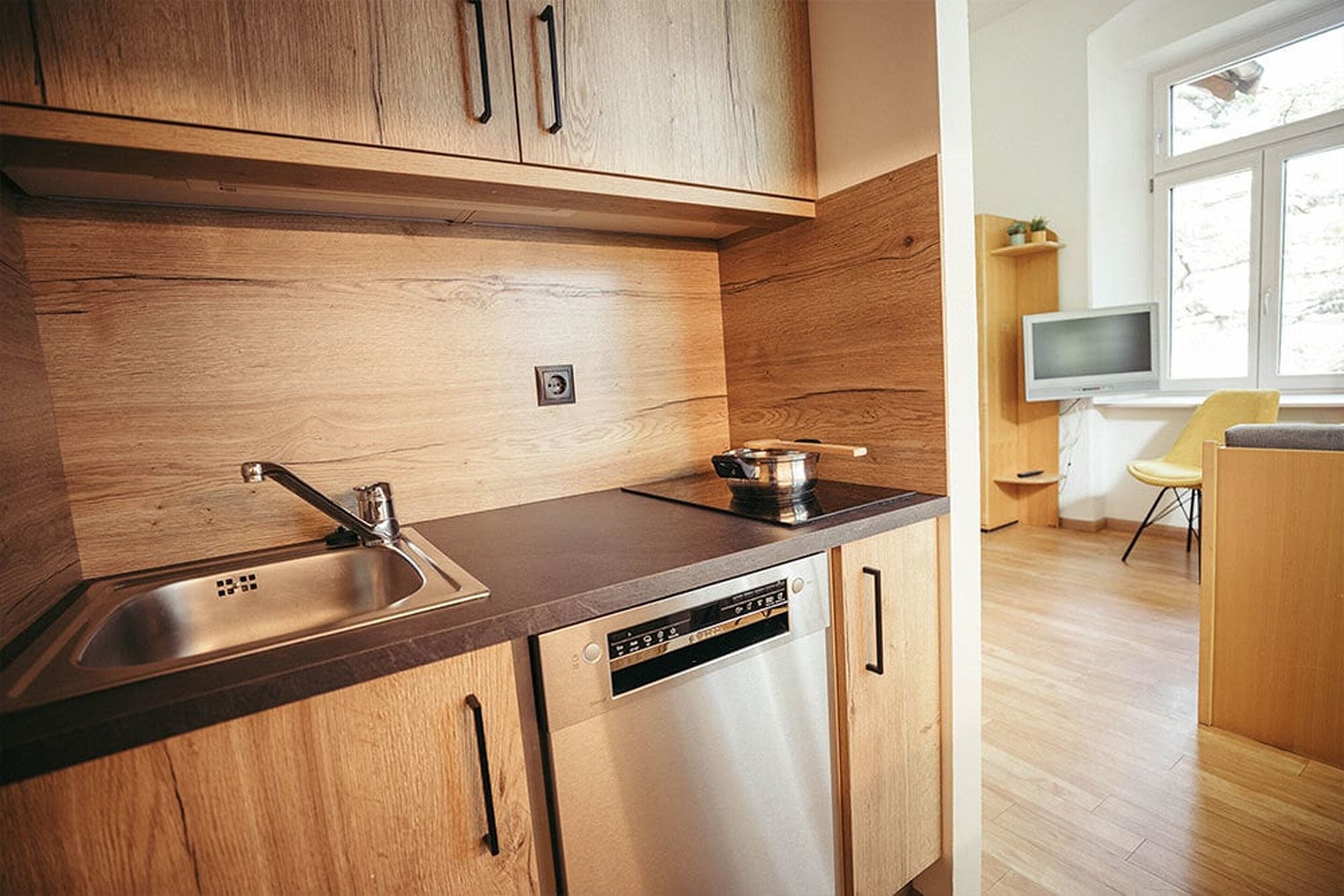 Fridge, microwave, stovetop, dishwasher