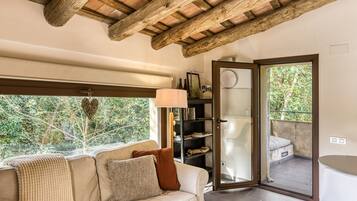 Een televisie en een open haard