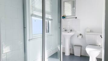 Eco-friendly toiletries, hair dryer, towels