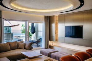 Panoramic-Apartment, 2 Schlafzimmer, Meerblick | Wohnbereich