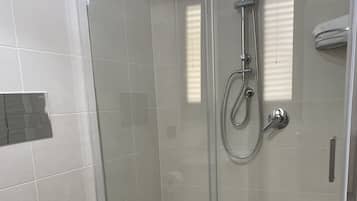 Hair dryer, bidet, towels, soap