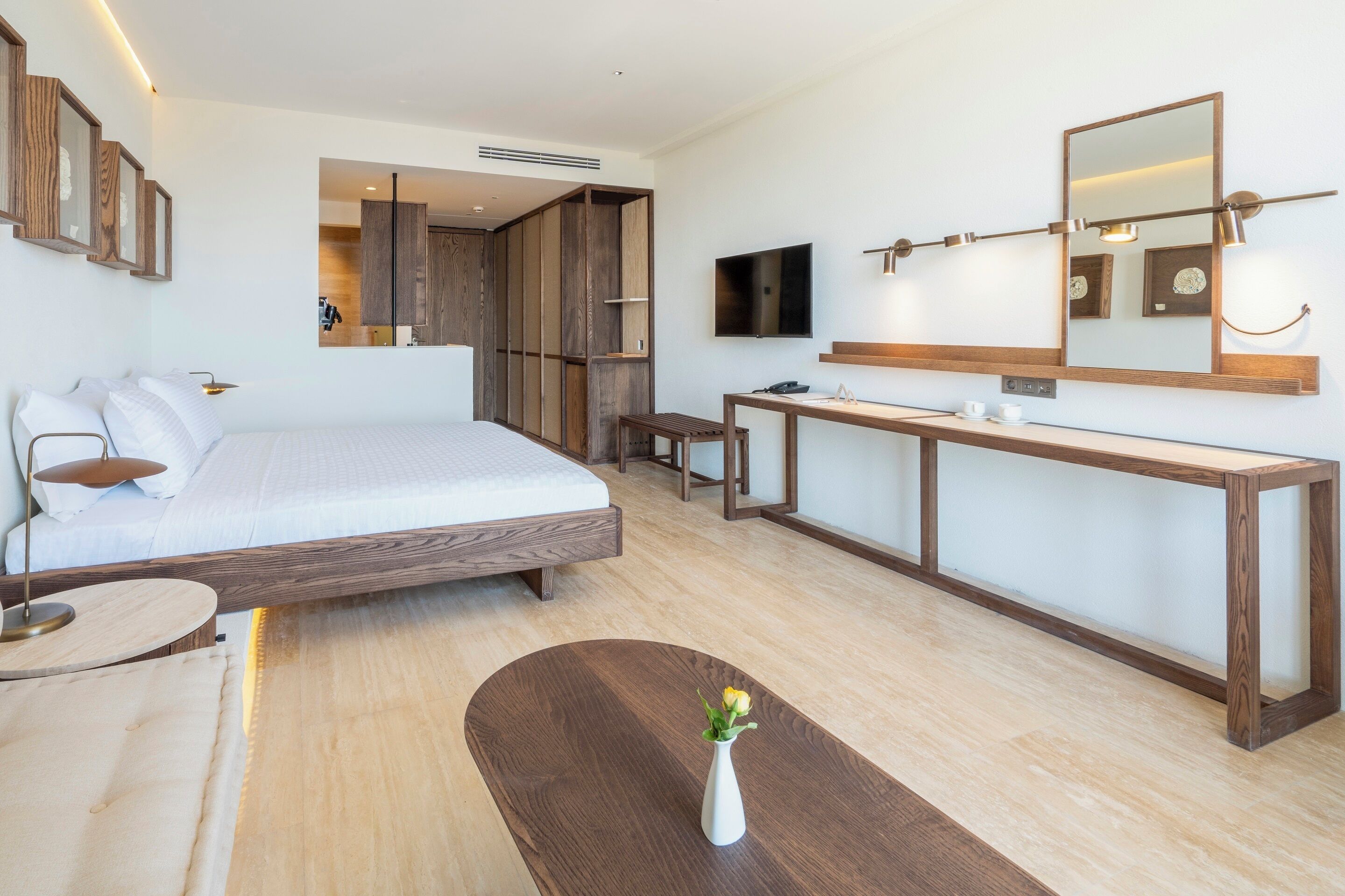 Premium bedding, minibar, desk, laptop workspace