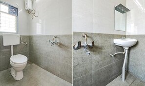 Een douche, een regendouche, gratis toiletartikelen, handdoeken