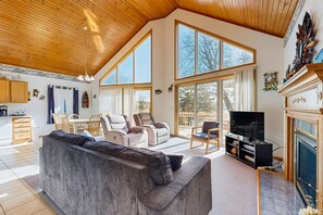 Fernseher, Kamin, DVD-Player