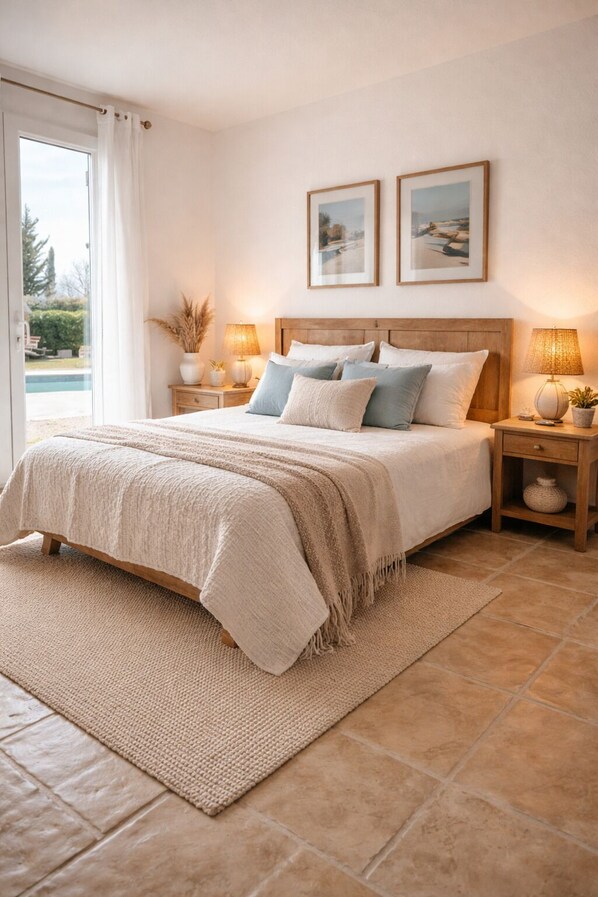 5 bedrooms, desk, iron/ironing board, travel cot